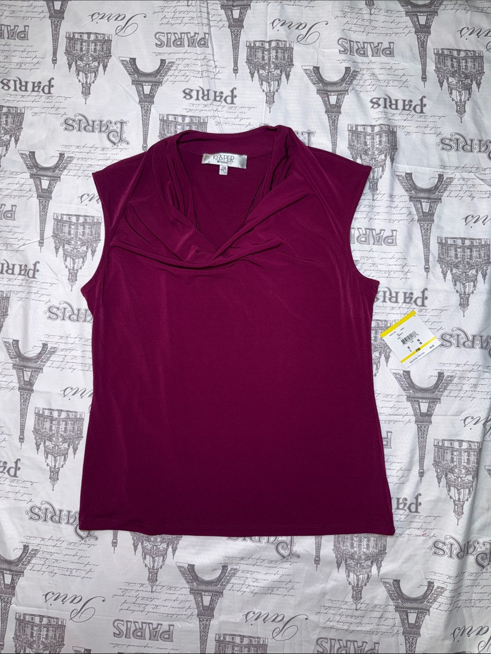 Kasper Sleeveless Cowl Neck Camisole in Berry Plum